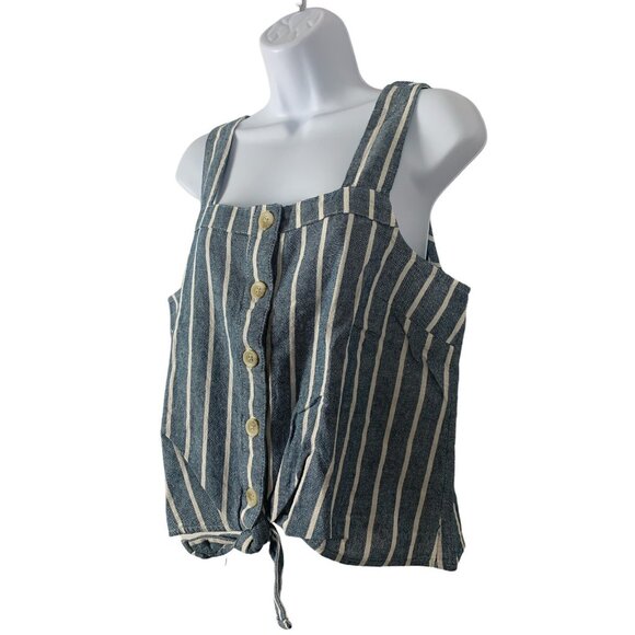Sonoma Striped Denim Button-Front Tank Top With Tie Detail Size Small - Picture 3 of 8